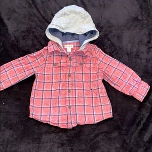 Cat & jack toddler flannel hoodie 2T red grey EUC